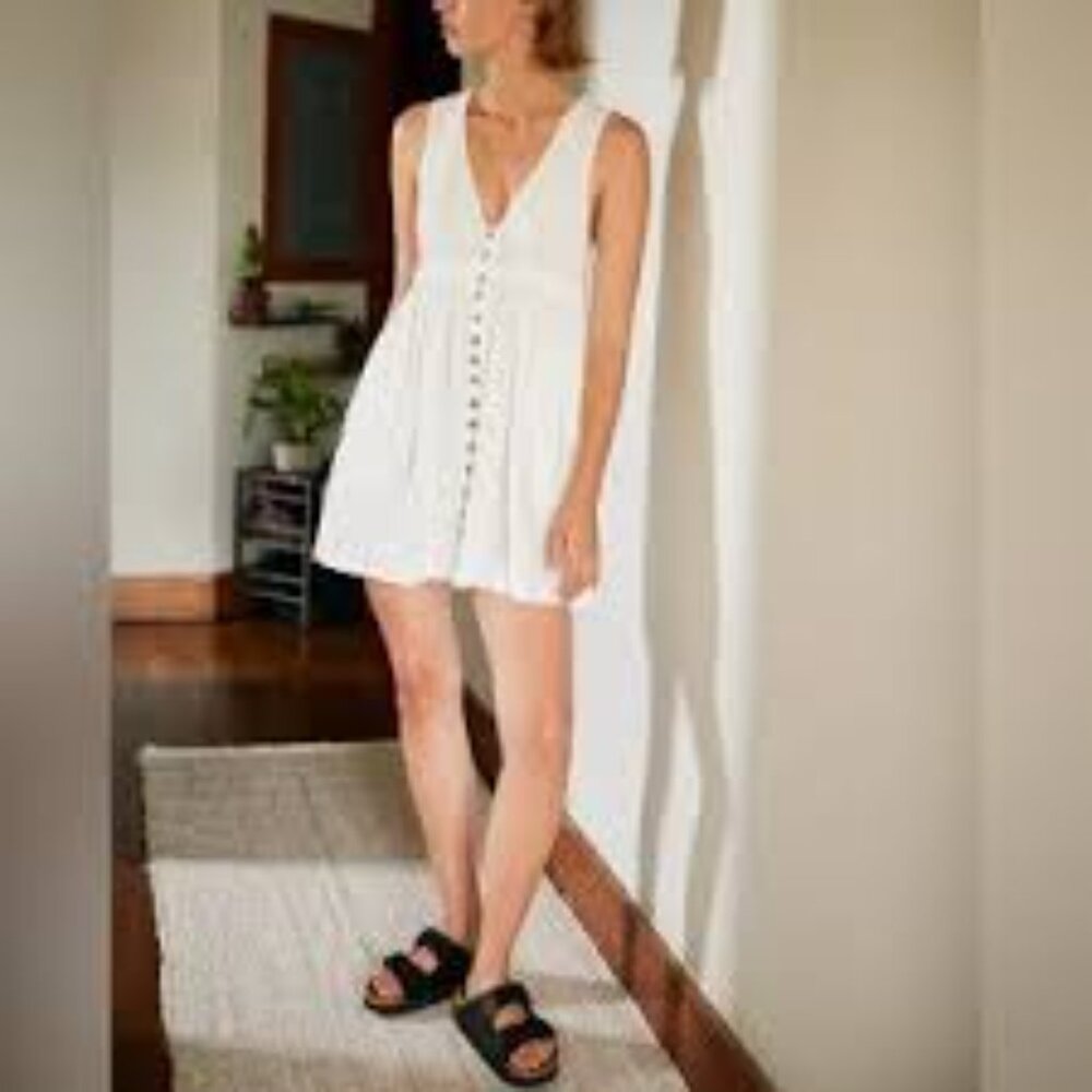 Free People Beach Beige/Oatmeal Colored  Button Down Sleeveless Tunic size XS